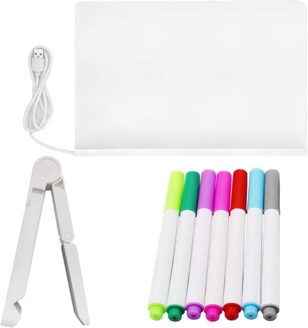 Tablero de notas LED acrílico con soporte y marcador