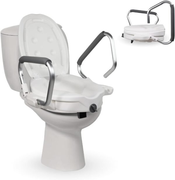 Elevador WC para Adultos, 17cm con reposabrazos abatibles y Acolchados