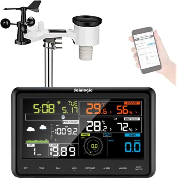 Sainlogic Estación meteorológica WLAN Professional con sensor de energía solar