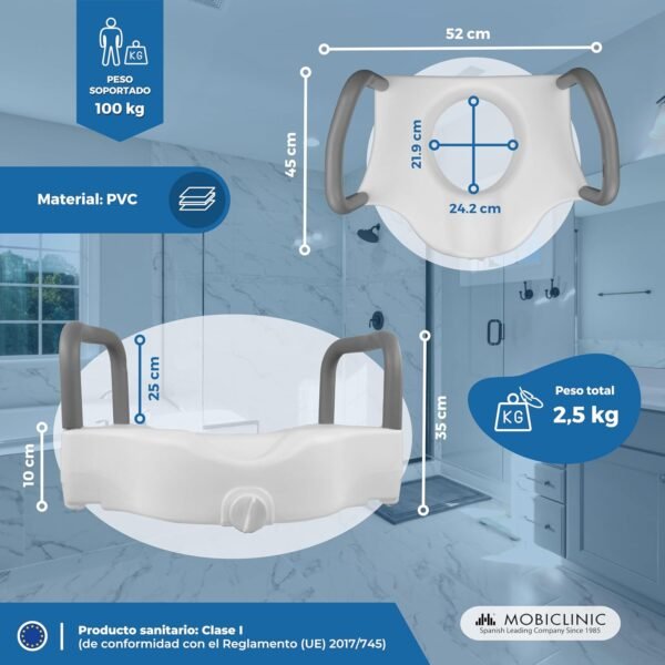 Mobiclinic, Elevador wc, Cibeles, Asiento de inodoro 10 CM - Imagen 8