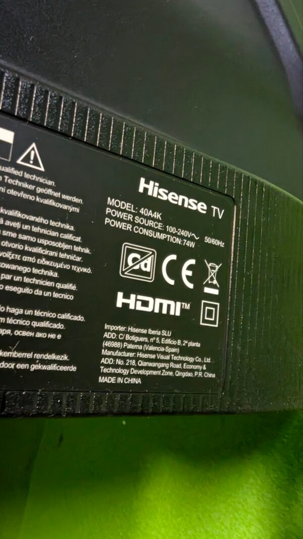 REPUESTOS Hisense TV 40A4K - Smart TV Full HD de 40" - Imagen 6