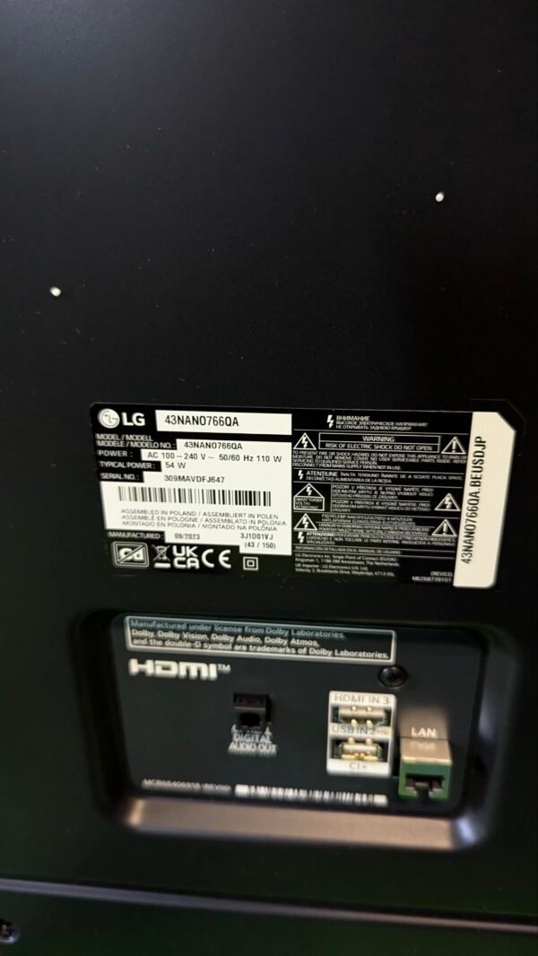 REPUESTOS LG Televisor 43NANO766QA - Smart TV webOS22 43 pulgadas - Imagen 4
